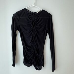 Ulla Johnson Black Ruched Long Sleeve Blouse